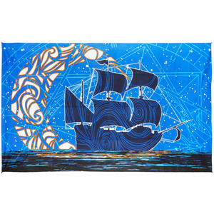 3D Glow In The Dark Moon Ship Tapestry 60x90" by Sunshine Joy